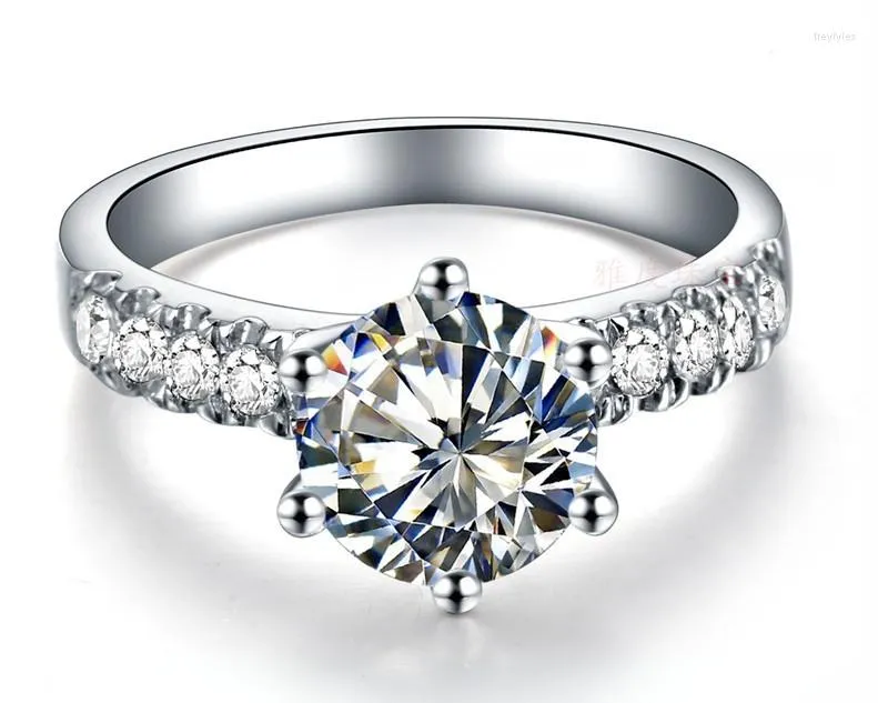 Clusterringen 14K 585 Witgoud Zes tanden uit ogende 2ct diamanten trouwring voor vrouwen Perfect Design Sieraden Vrouw