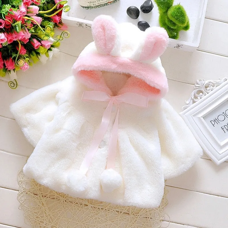 Coat Brand Winter born Toddler Infant Child Kid Baby Girl Fur Hooded Cloak Jacket Snowsuit Outerwear Adorable Cloth 221130