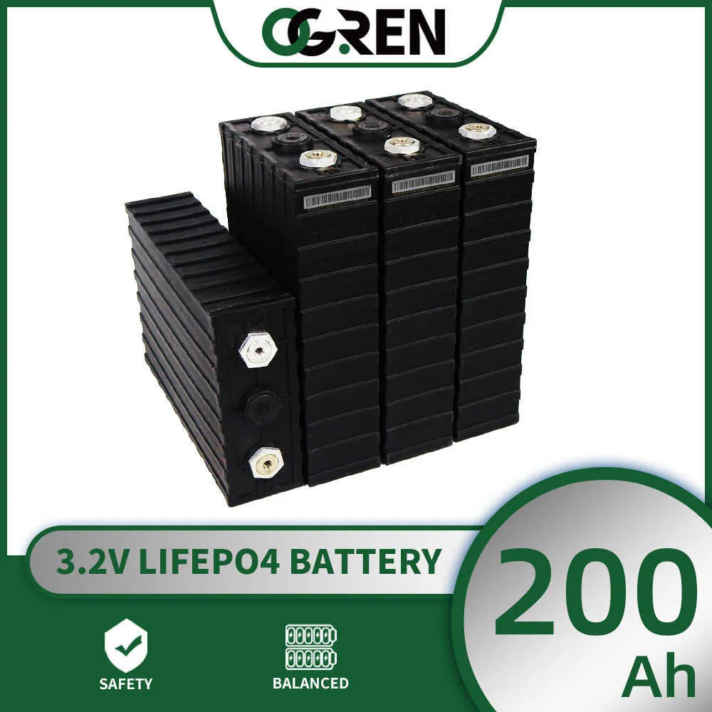 LifePo4 Battery Cell 200AH 3.2V 1/4/16st Deep Cycle Cells 12V 24V 48V för EV RV -båtar Golf Cart Home Solar Storage System Yacht