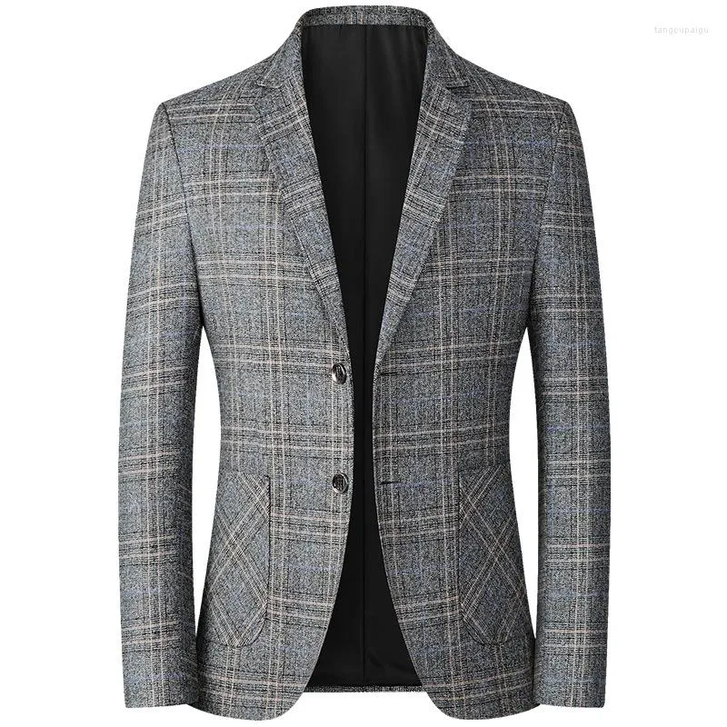 M￤ns kostymer lyxiga blazer m￤n v￥ren h￶st aff￤r casual kostym jacka mens formell smal fit kappa koreansk enkelbr￶st eleganta toppar