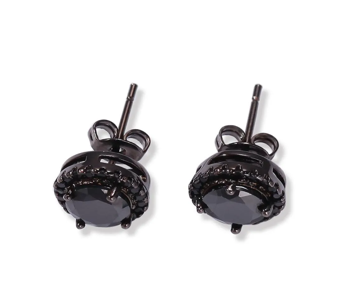 Boucles d'oreilles de goujon Hip Hop Bijoux Noir argent noir simulé de boucle d'oreille ronde en diamant pour hommes5523796