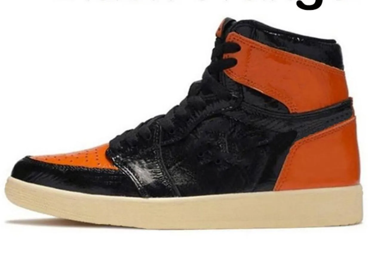 Med Box Jumpman 1 basketskor m￤n kvinnor 1s svart orange tr￤nare sport sneakers tofflor storlek 6 6.5 7 7.5 8 8.5 9 9.5 10 10.5 11 11.5 12 12.5 13 13.5