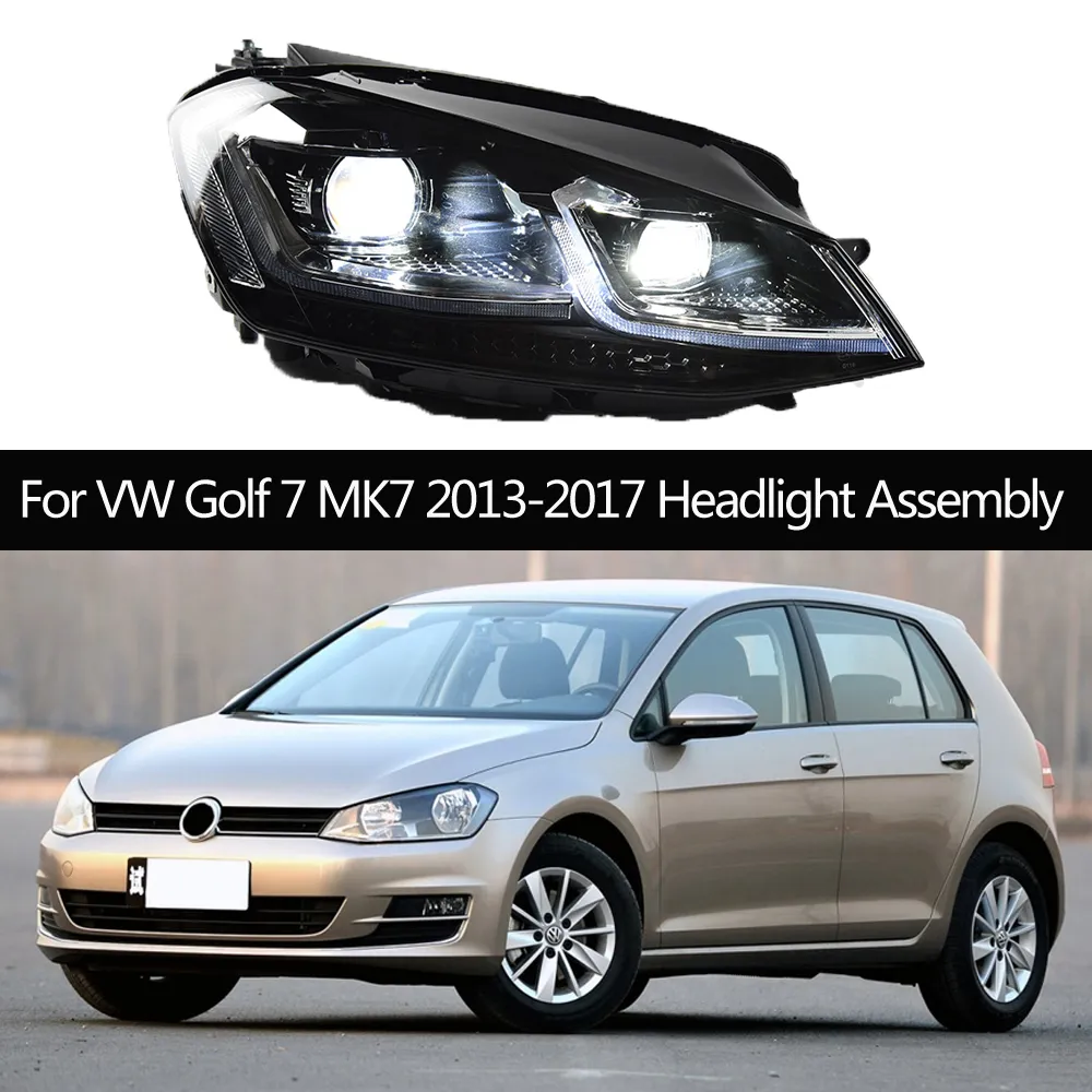 Automobili Auto Fari Assemblaggio LED Luce di marcia diurna per VW Golf 7 MK7 Streamer dinamico Indicatore di direzione Indicatore di direzione Lampada frontale Illuminazione