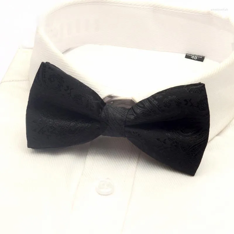 Bow Ties Fashion Solid Black Plaid Paisley Bowknot Mens Butterfly Tie Formal Wedding Party Bowtie Cravat med presentförpackning