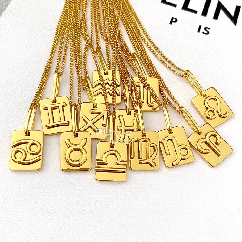 Celi Classic 12 Constellation Pendant Necklace Gold Collar Chain Man Women Designer Jewelry