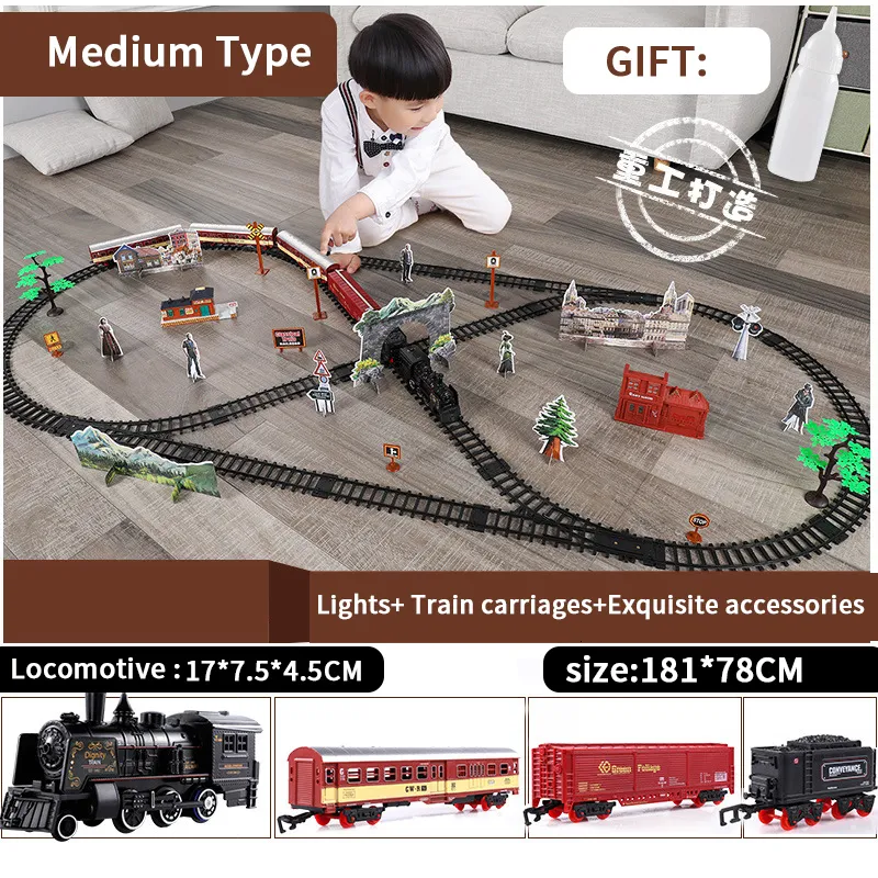 Diecast Model Car Classic Electric Tore Toy Vihcle Railway Motorized Train Diy Track Railway Set Set Dynamic Steam RC -поезда электрические игрушки для детей 221201