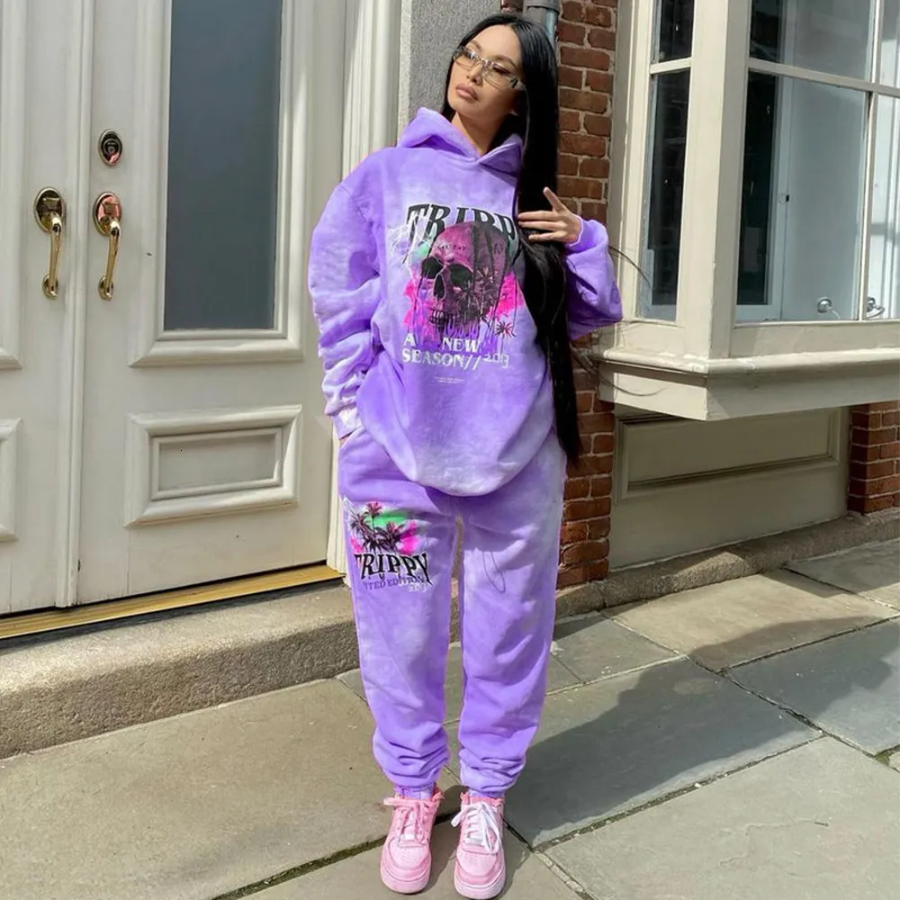 Pink Tie Dye Pretty Little Thing Tracksuits Set With Hoodie And Sweatpants Hip Hop Graphic Design Large Size 2XL Winter Fashion Clothes From Luo03 65.08 DHgate.Com