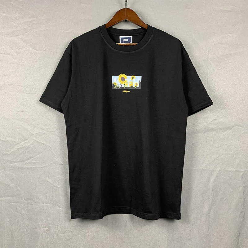 Kith mäns t-shirts svart vit aprikos casual kith t-shirt män kvinnor klassisk blommor fågeltryck kith t-shirt lös kort ärm med tagg 223