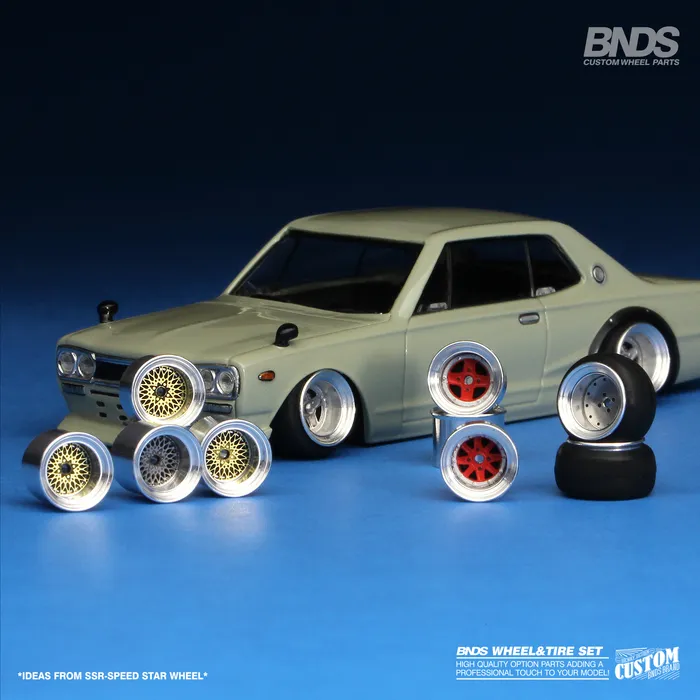 Diecast Model car BNDS 1/64 Bujes de ruedas de metal Neumáticos de goma Llantas de diseño de aleación Piezas modificadas JDM Estilo VIP para vehículo 1 64 4pcs Set 221201