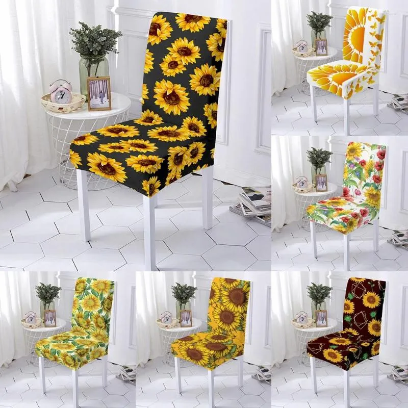 Pokrowce krzesełka Słonecznika Kwiat rozciągnięcia jesień wiejski motyl elastyczne zdejmowane siedzenie na kuchenną jadalnię bankiet
