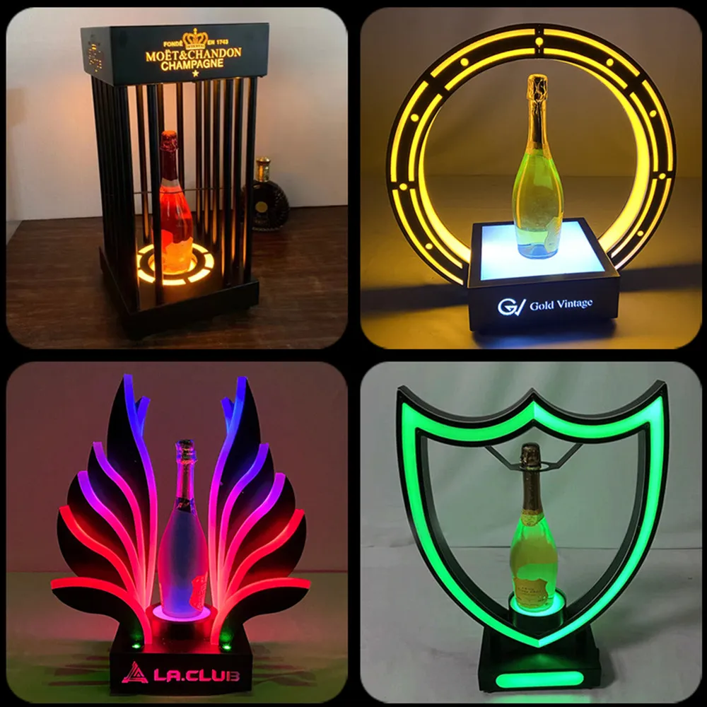 充電式バーツールシャンパンボトルプレゼンターLEDワインラック 充電式バーツールシャンパンボトルプレゼンターLEDワインラック