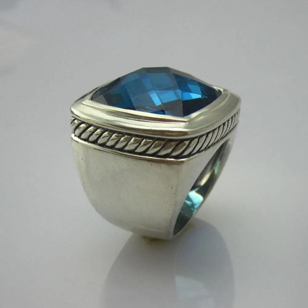 Ring aus massivem 925er-Sterlingsilber für Damen, 20 mm, Blautopas-Ring-Design, edler Schmuck, Valentinstagsgeschenke