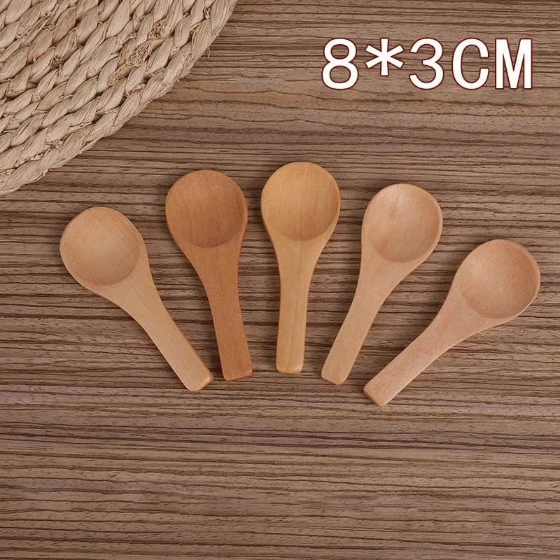 Japanische kleine Holzlöffel Großhandel 8 cm manuelle Salz Dessert Löffel Pulver Holz Löffel Milchpulver Scoop LX5208