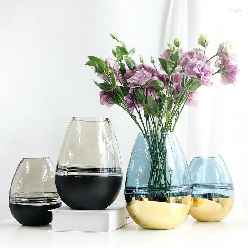 Vasen nordische elektroplante Wassertropfenmodellierung gefrosteter transparenter Glas Vase Blume Arrangement Home Dekoration leben Netter Raum