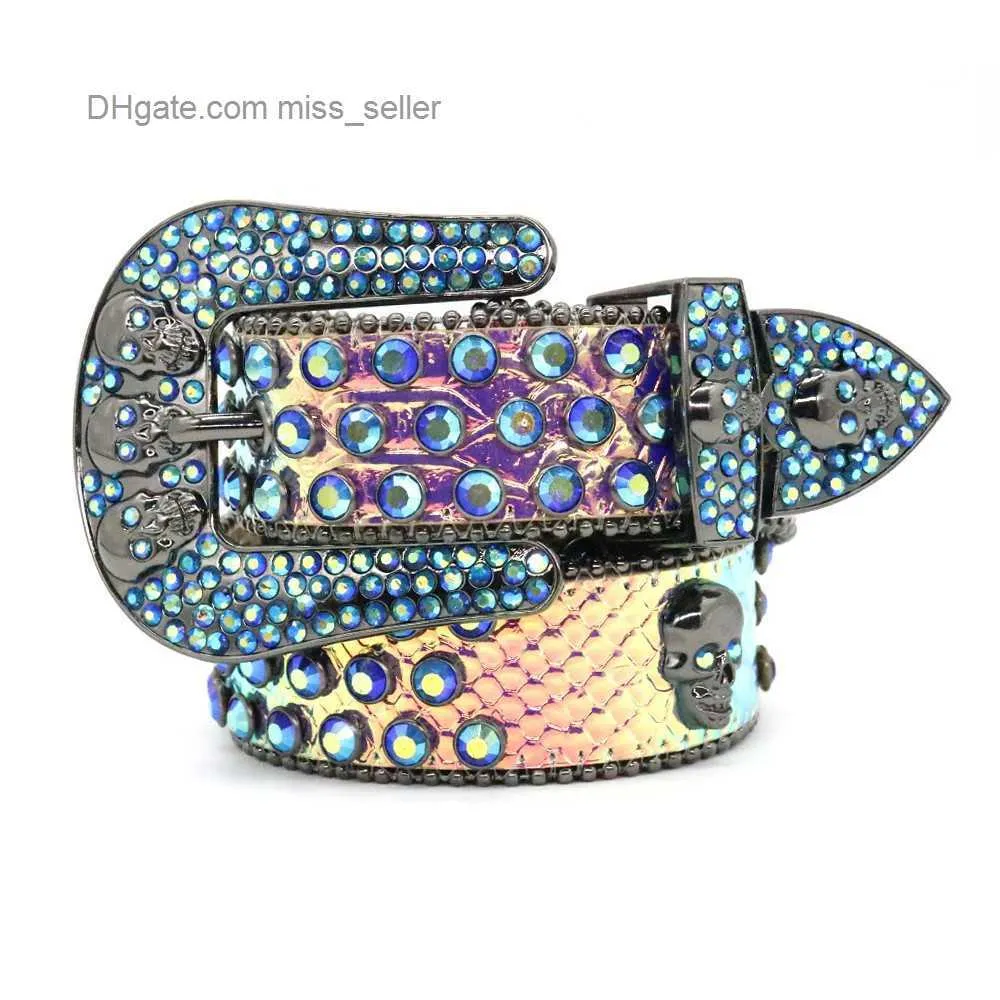 2022 Designer Belt Bb Simon Riveted cintura universale da uomo e da donna in lega con fibbia ad ardiglione in vetro strass intarsiato jeans punk da strada larghi