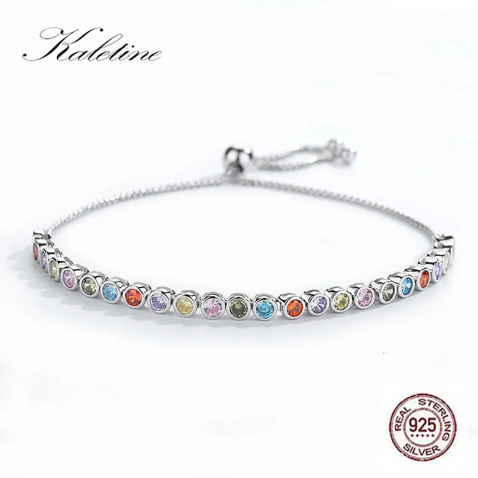 Armbandskedja Kaletine Luxury Brand S For Women 925 Sterling Silver Rainbow Colorful CZ Original Tennis Beads Fashion Jewelry