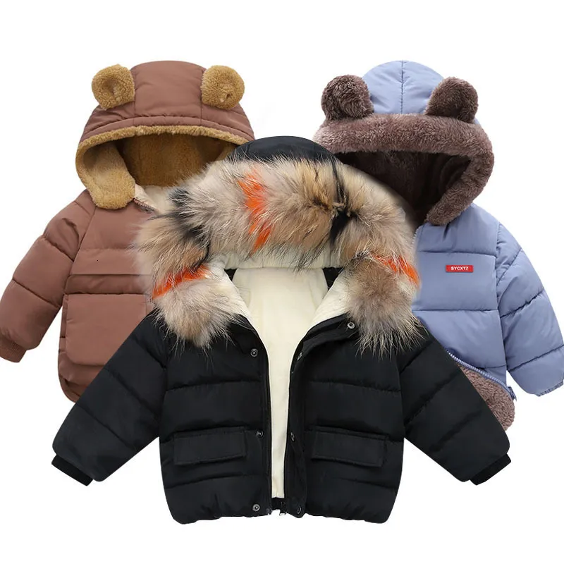 Down Coat Fashion Christmas Outerwear Winter boys and Girls Fur Clothing 90 Children s Jacket born coat 221130