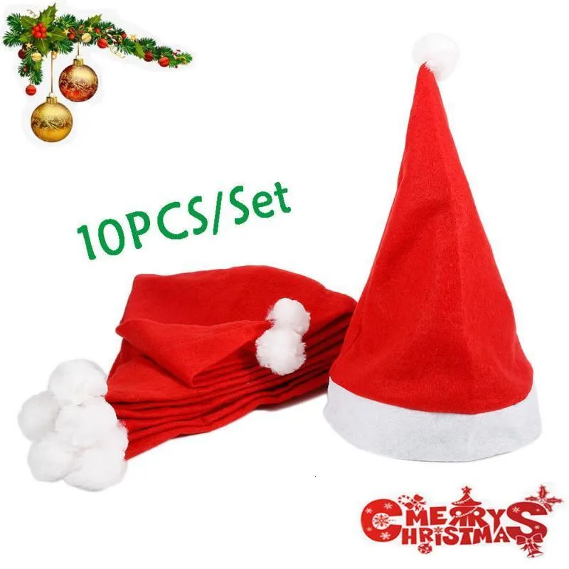 Chapeaux De Fête 10PcsSet Chapeau De Noël Santa Nouveauté Chapeau Enfants Décorations De Noël Pour L'année Fête Fournitures Maison Père Noël Cadeau Navidad 221201