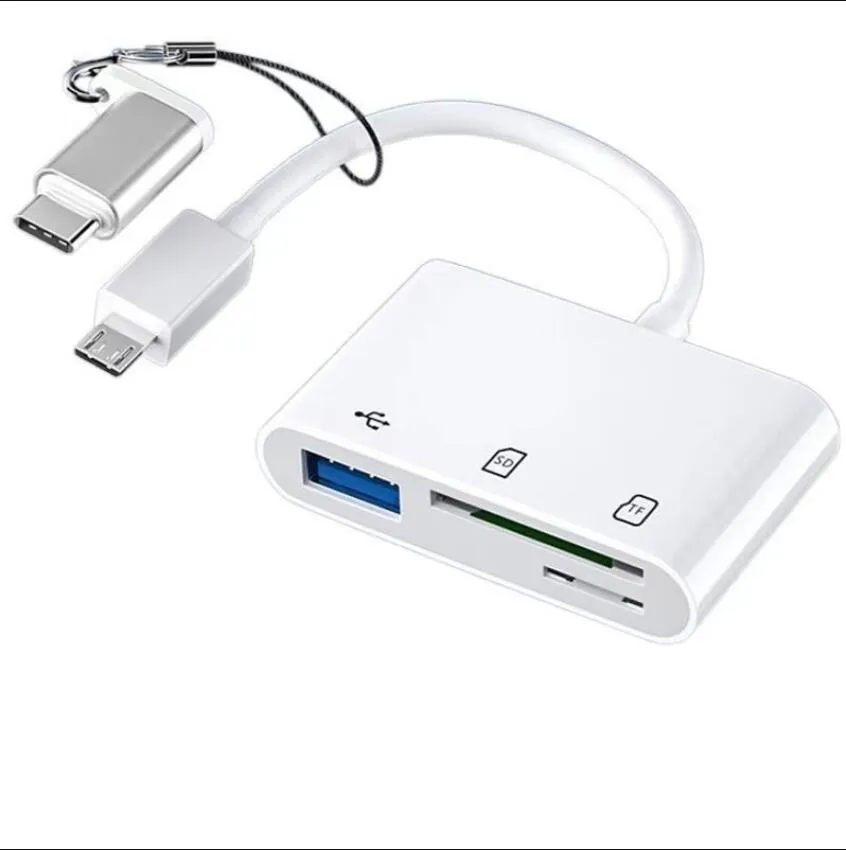 Leitores de micro cartão tipo C 3 em 1 USB SD TF Telefone OTG Card Reader Adaptador para Samsung Galaxy S4 S2 S3 Note 2 Tablet