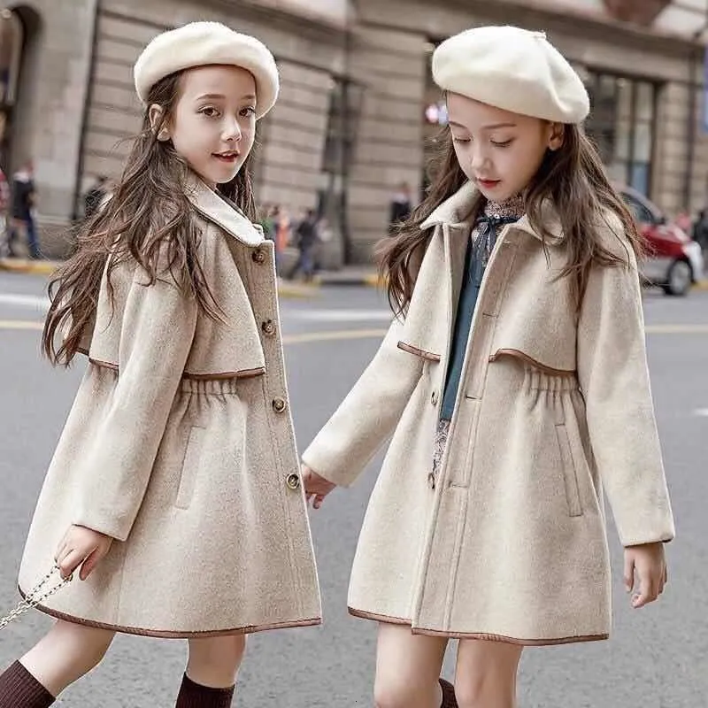 Girls Preppy Style Cashmere Windbreaker Coats And Jackets Double