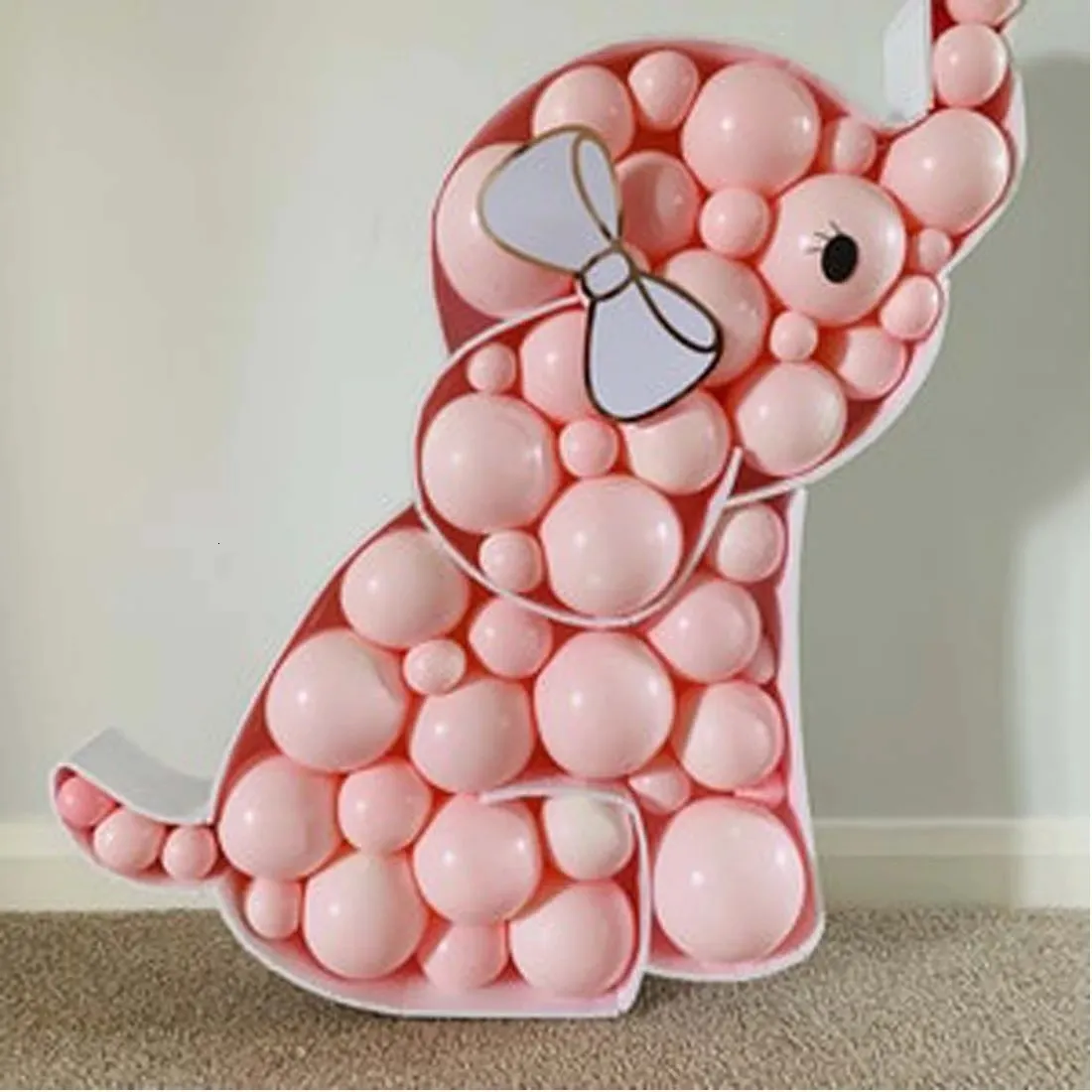 Decoraciones de elefante para baby shower para niña, kit de guirnalda de  arco de globos, fondo rosa y gris, cajas de globos para baby shower