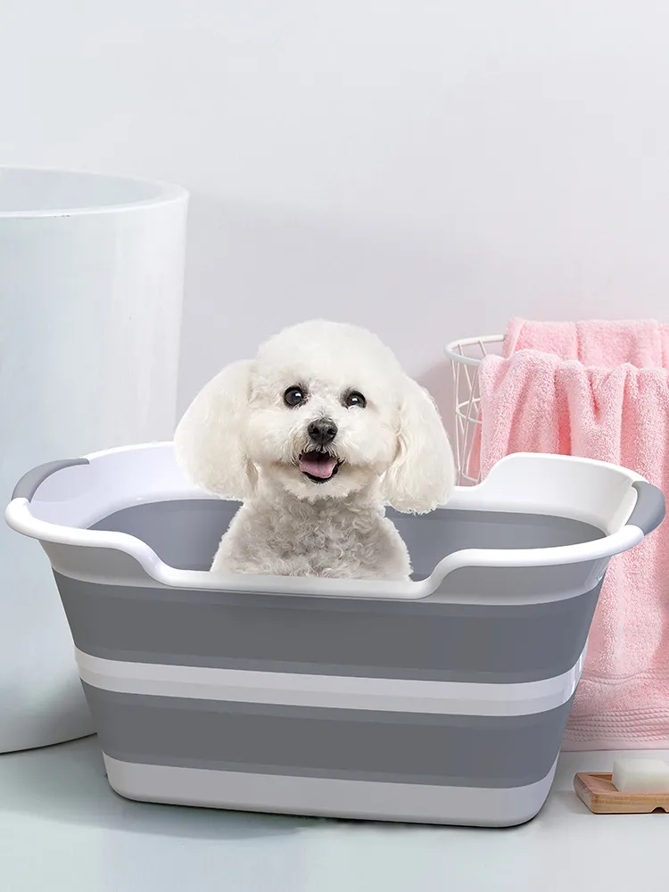 Panier à linge pliant de grande capacité baignoire pour chien panier de bain pour animaux de compagnie panier de litière paniers de rangement chien chat baignoire 1223767