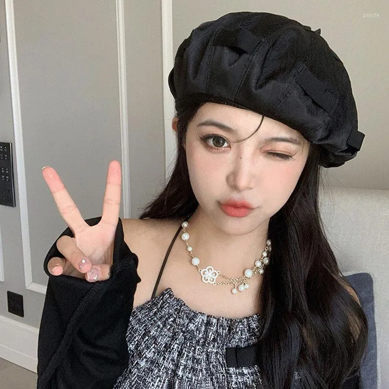 Berretti Designer coreano Cappello di lusso Berretti in raso per donna Autunno Moda Elegante retrò Zucca Pittore Cappelli Sombreros De Mujer