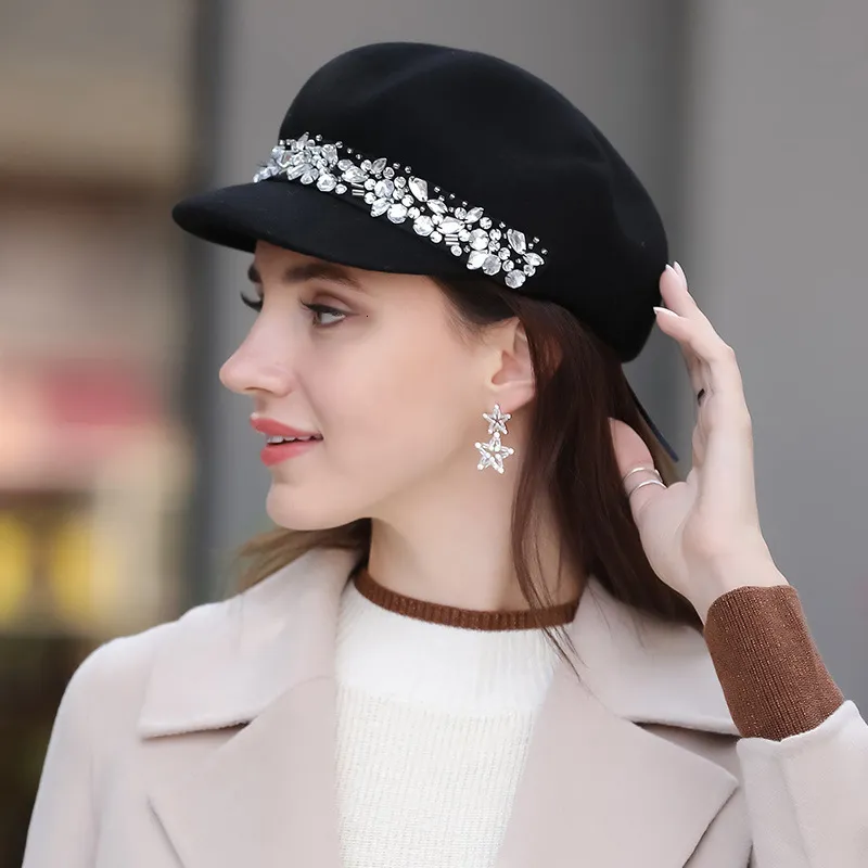 Berets Franse stijl hoed Lady Herfst Winter Beret Top Britse pompoen wollen Fashion Wol Filt 221130