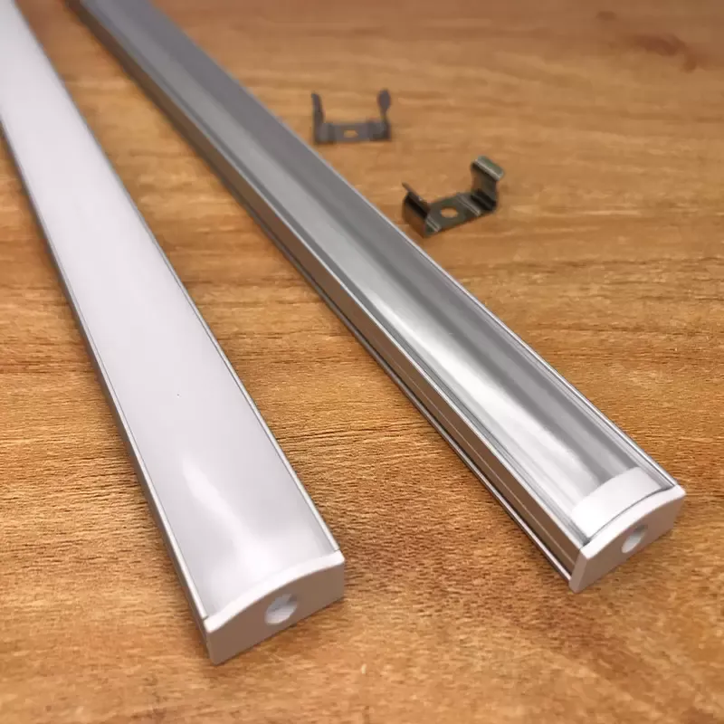 Perfil de aluminio empotrado barato para una tira LED con longitud de 200 cm y cubierta transparente de PC helada