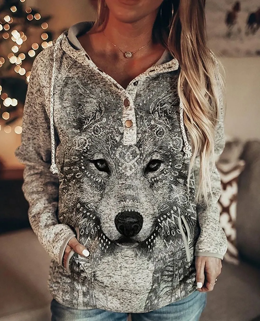 Ladies wolf deals hoodie