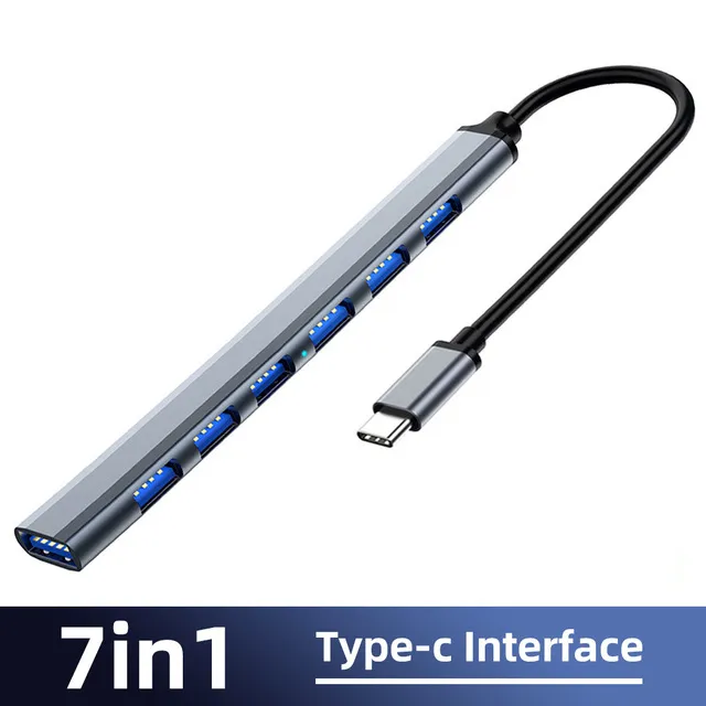 7 Ports USB 2.0/USB 3.0 HUB Docking Adapter 5Gbps High Speed Transmission Multi-port USB Splitter Expander for PC Computer