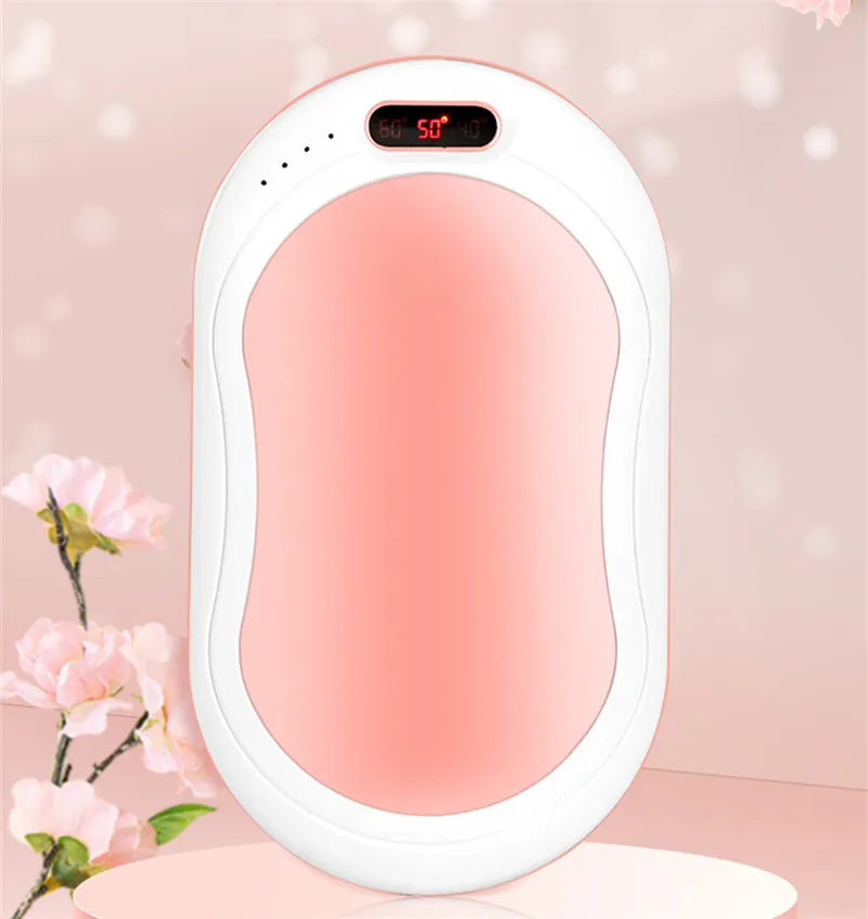 Chauffe-mains rechargeable - Rose - 10000 mAh - Rechargeable par USB et  affichage