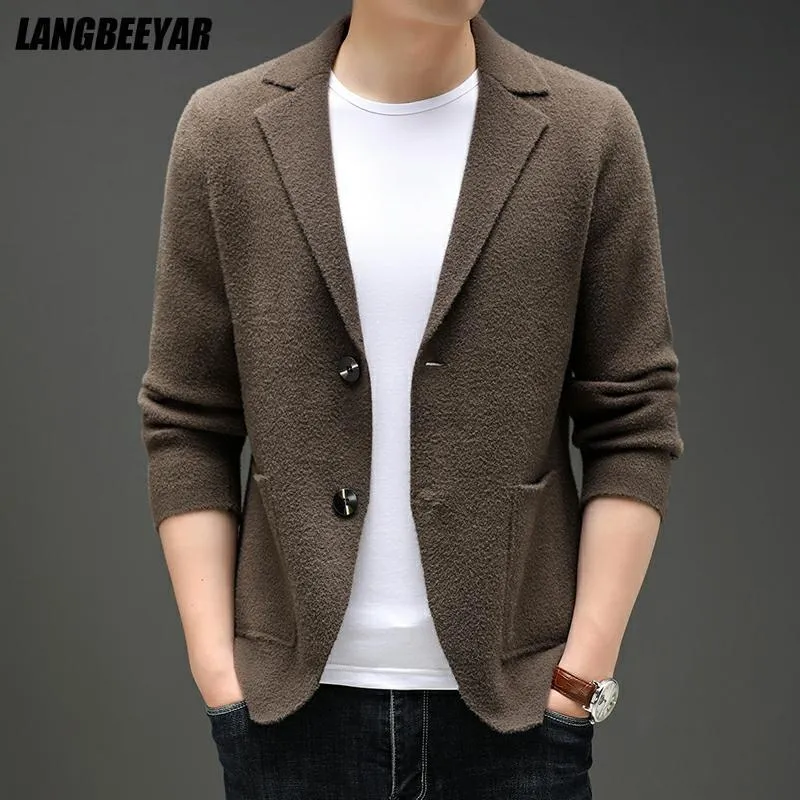 Maglioni da uomo Top Grade Autum Winter Brand Fashion Blazer lavorato a maglia Cardigan Slim Fit Maglione Cappotti casual Giacca Abbigliamento 221130