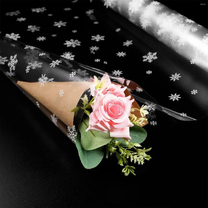 Gift Wrap Cellophane Paper Roll Christmas Clear Wrapping Snowflake Påsar omslag Basket för plast Flower Xmas Rolls