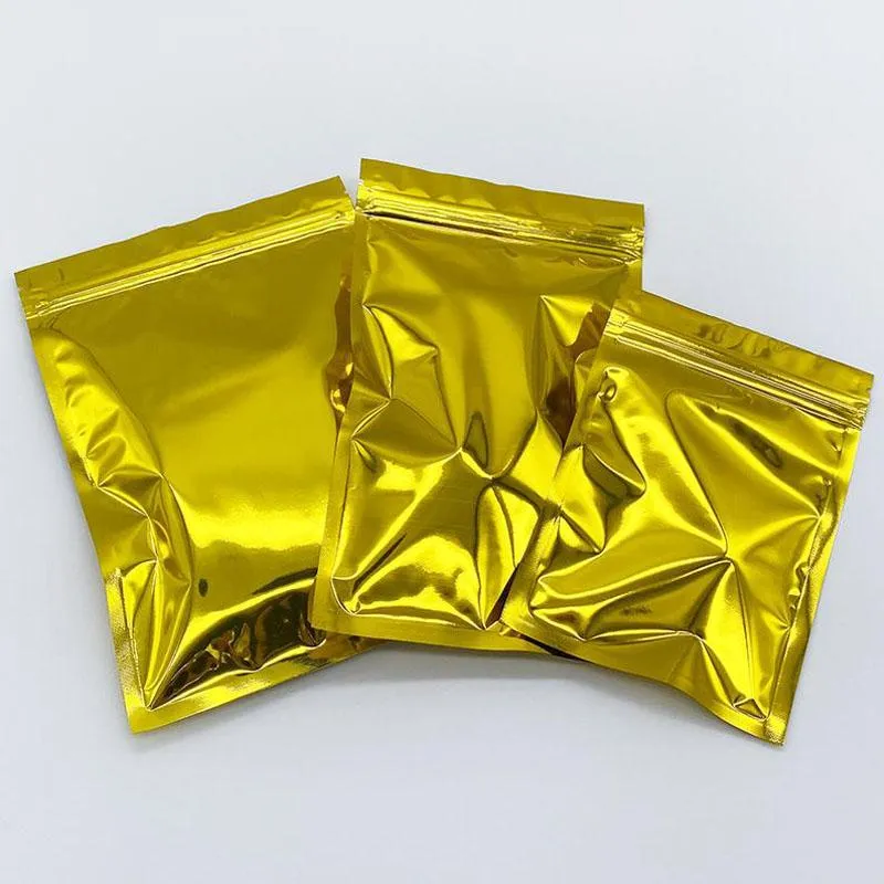 Resealable Gold Aluminum Foil Packing Bags Valve locks with a zipper Package For Dried Food Nuts Bean Packaging Storage Bag