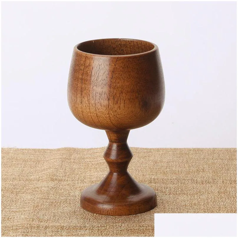 natural wine glasses creative wooden goblet travel portable drinking tea milk beer cup high quality 13 5xw xc