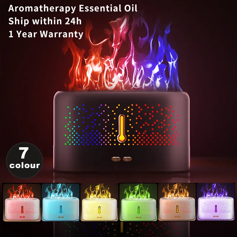 Essentialoljor diffusorer Flame Air Firidifier Oil Diffuser Aroma Ultrasonic Mist Maker Aromaterapi Firidifierare Fragrance Home Car 221201