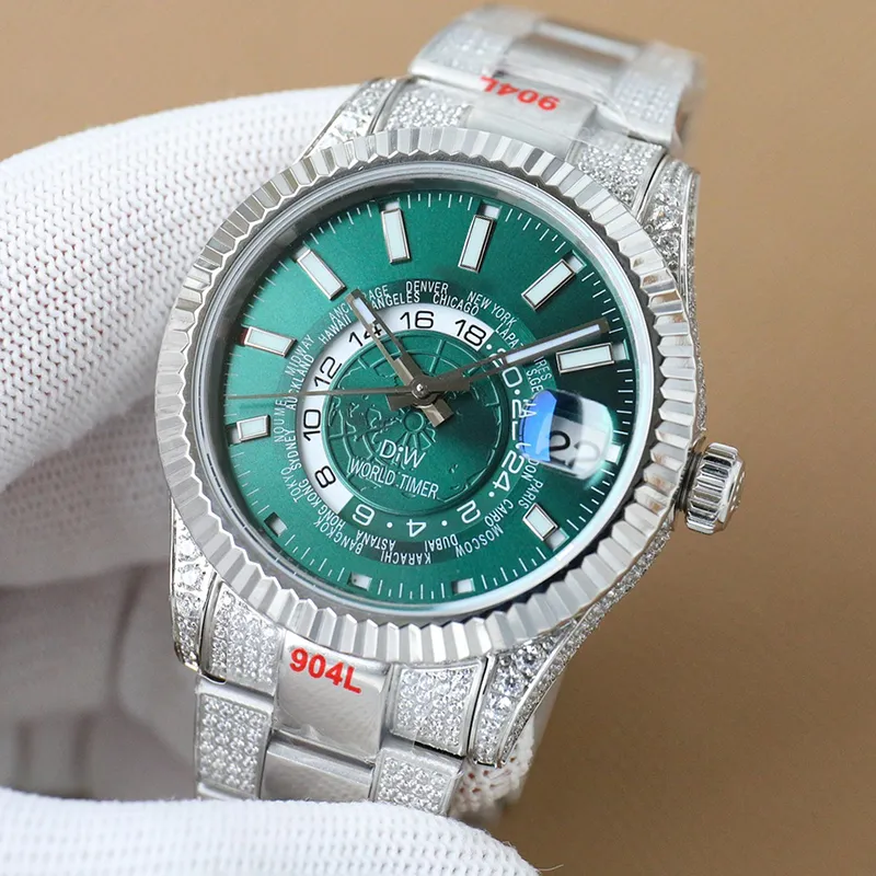 Diamond orologio da uomo a diamante automatico meccanico 9001 orologi di movimento 42 mm con braccialetto in acciaio in acciaio orologio da polso Montre de Luxe