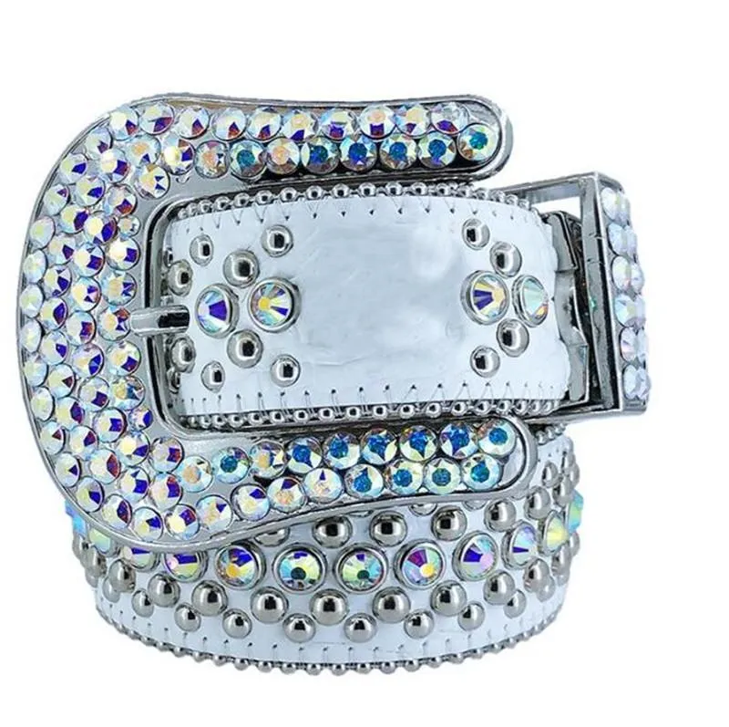 Belts 2023 Designer Bb Belt Simon Belts for Men Women Shiny diamond belt Black on Black Blue white multicolour with bling rhinestones as gift 5ess965