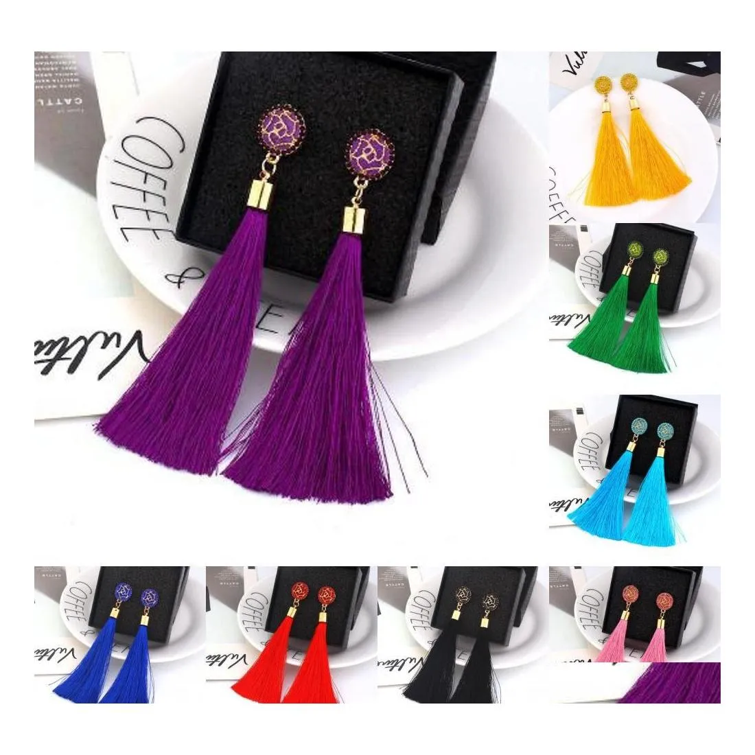 Dangle Chandelier Rose Hollow Out Women Orrings Colorf Fringed Fashion شراكيل شراكيل لمجوهرات الهدايا عيد الميلاد إسقاط التسليم DHXWH