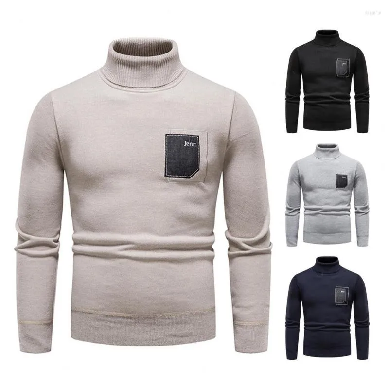 Men's Sweaters Men Sweater Knitted Solid Color Long Sleeves High Collar Turtle Neck Thicken Soft Plus Size Elastic Winter Clothes