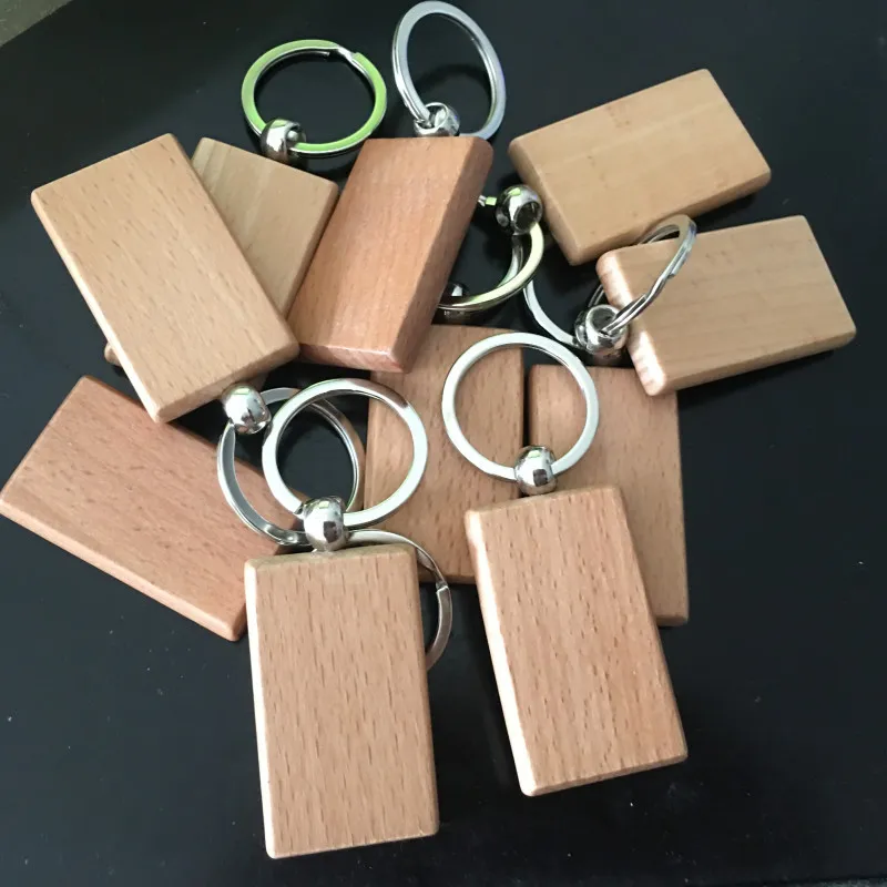 나무 열쇠 고린 매력 직사각형 원형 원형 수집 가능한 자동차 열쇠 고리 펜던트 백 장식품 액세서리 파티 기념품