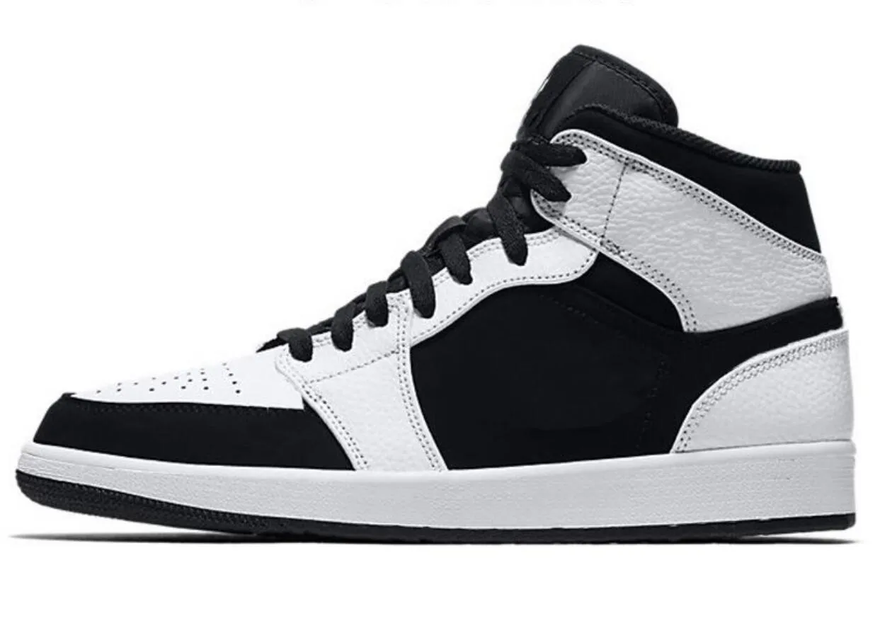 Med Box Jumpman 1 basketskor m￤n kvinnor 1s panda tr￤nare sport sneakers tofflor storlek 6 6.5 7 7.5 8 8.5 9 9.5 10 10.5 11 11.5 12 12.5 13 13.5