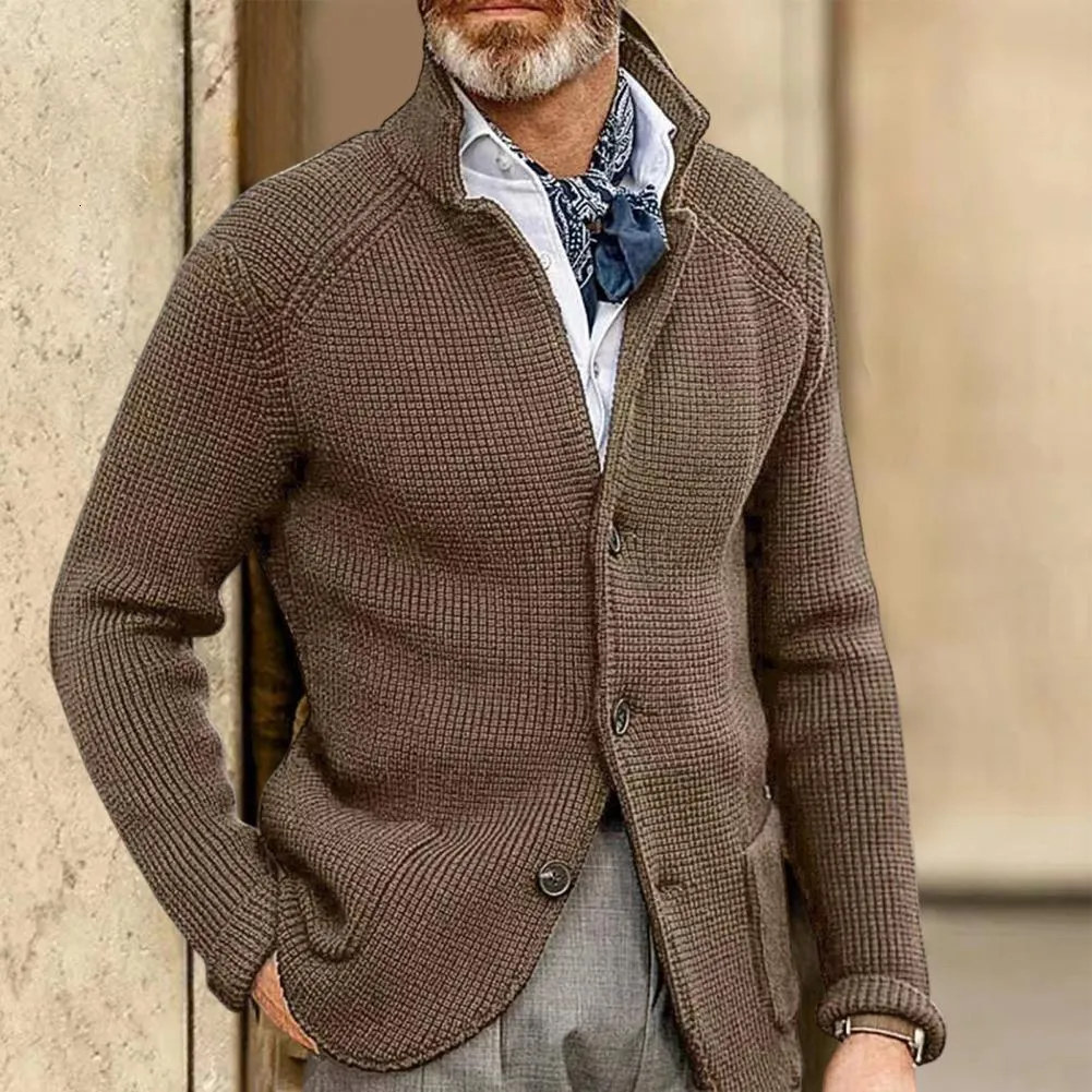 남성 스웨터 재킷 코트 유럽과 미국 가을 겨울 스탠드 칼라 가디건 블레이저 슈트 니트 chaquetas 221130