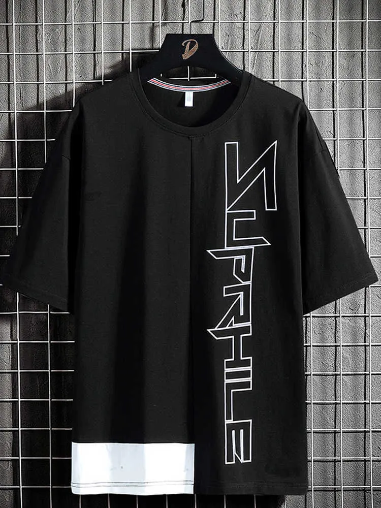 T-shirts pour hommes Plus Taille Summer T-shirt surdimensionné Hommes Streetwear Hip Hop Harajuku T-shirts Mâle Patchwork Lettre Imprimer Tops Tees 6XL 7XL 8XL T221130
