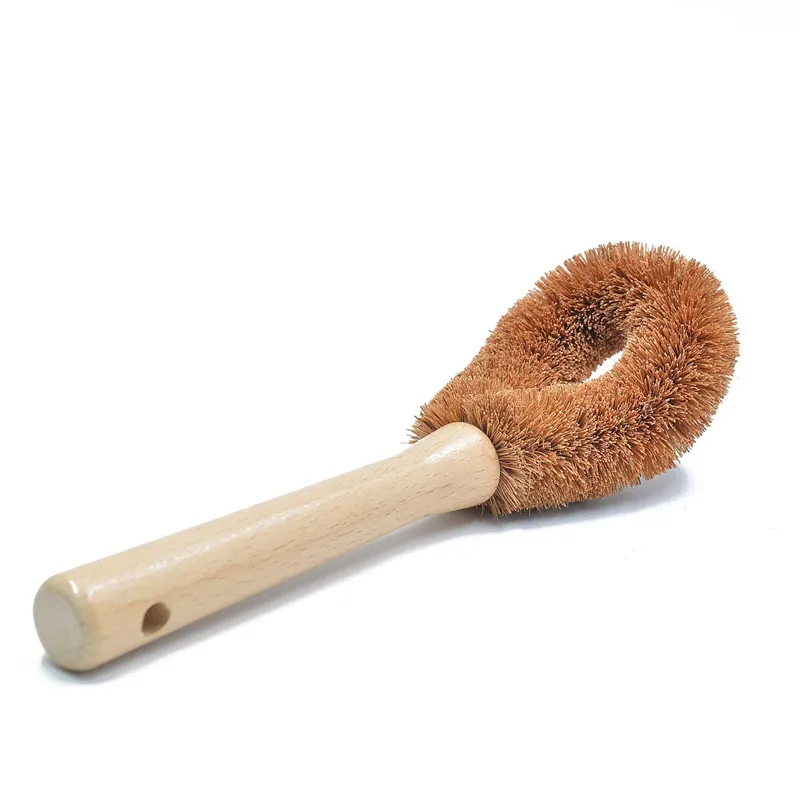 Wholesale Kitchen glass cups cleaning brushes Coconut palm cup washing brush Long handle milk bottle brushes