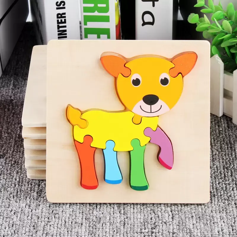 Baby 3D Puzzles Jigsaw Wooden Toys For Children Cartoon Animal Traffic Puzzles Intelligence Kids Early Educational Training Toy Hot GF1201