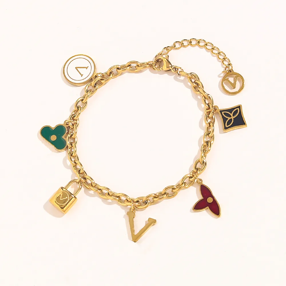 Pulseras de marca de lujo Cadena de joyería de diseñador Pulsera de plata 925 chapada en oro de 18 quilates Pulsera con letras de perlas para mujer Acceso para parejas251E