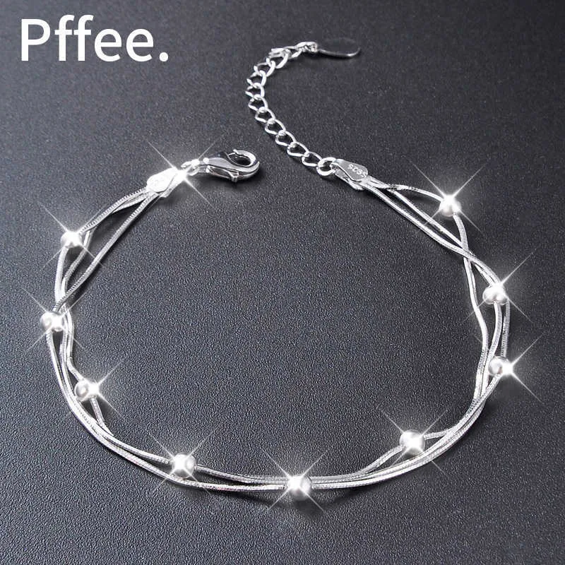 Bracciale catena 925 gioielli in argento sterling perline per donna portafortuna donna carina regalo di Natale per donna di lusso