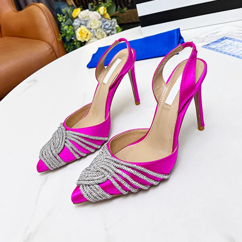 Seduction Gatsby satins dress Shoes Aquazzura pineapple 9cm pointy ostrich feather bowknot Crystal diamond sandal pumps high heels Sequined stilettos women shoe